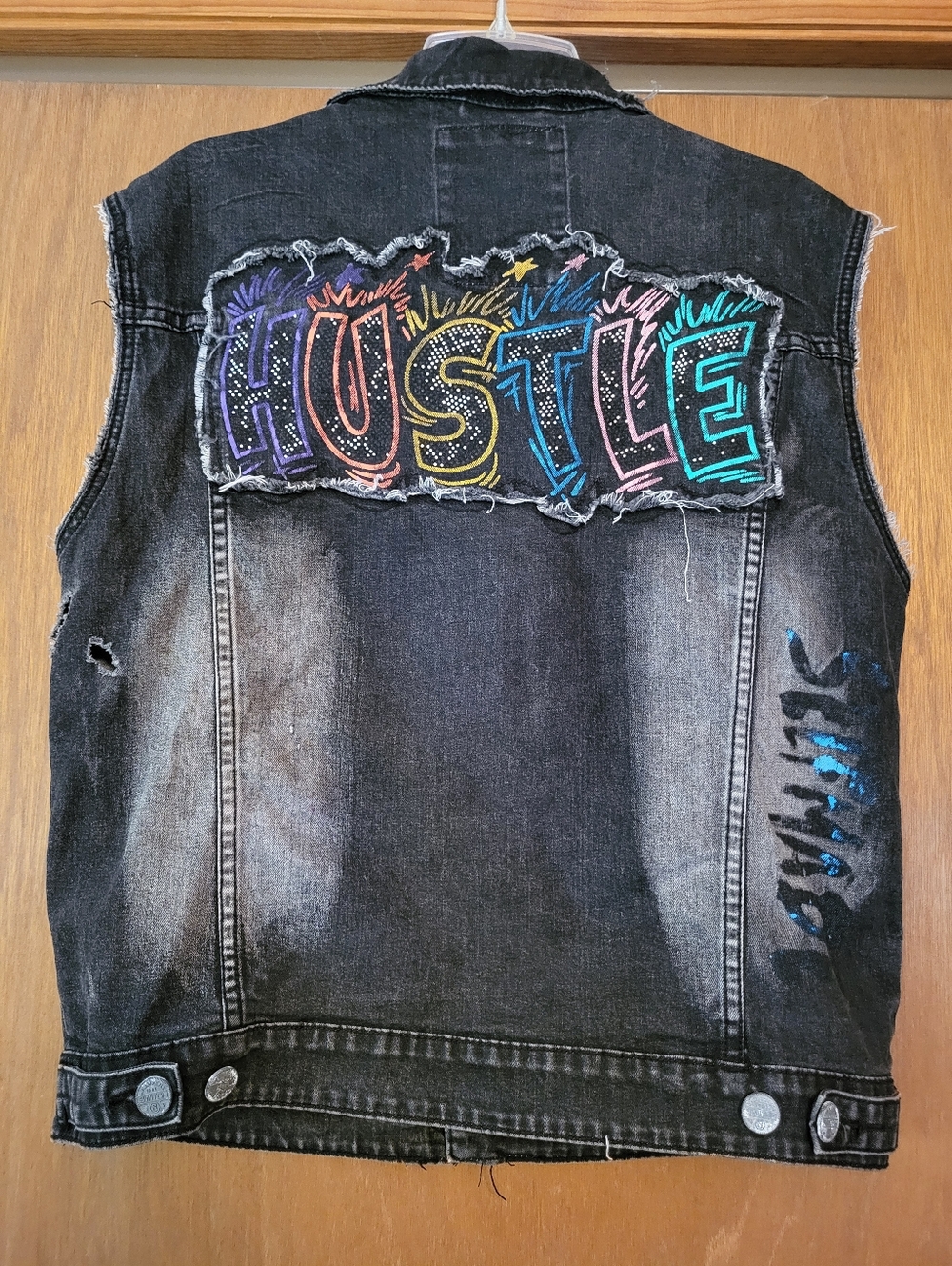 Switch Remarkable Medium Black Denim Vest with Patches